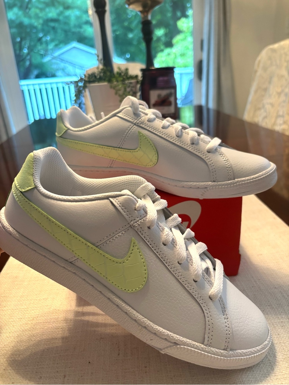 Nike Women's White Sneakers with Lemon Swoosh
